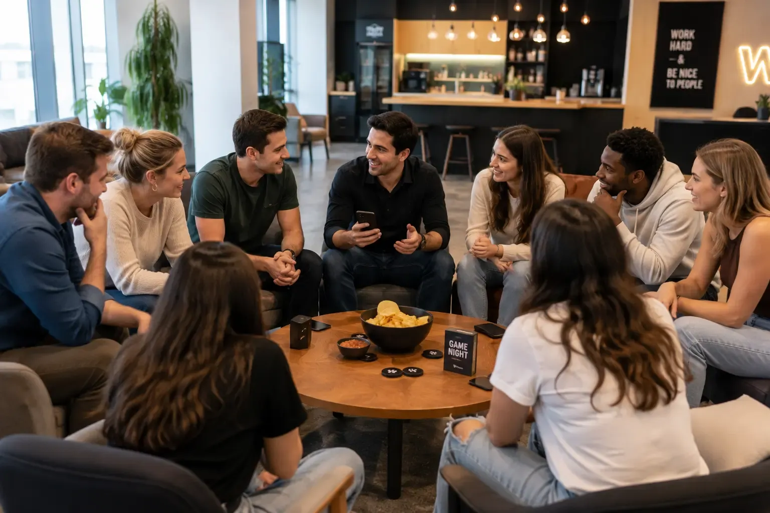 Host actively participating in a group game night