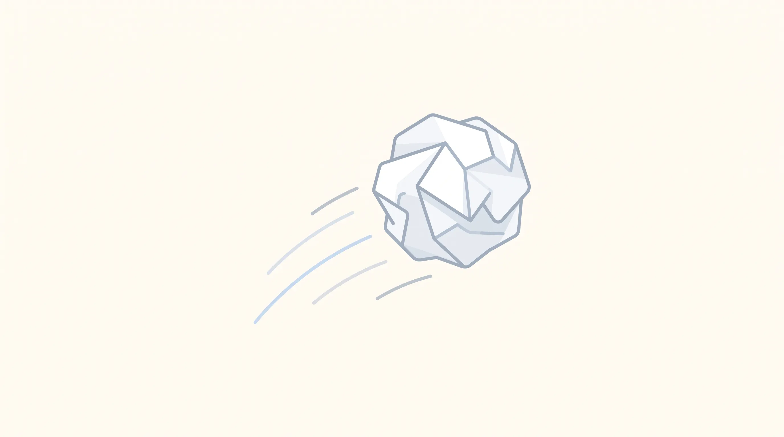 Stylized illustration of a crumpled paper snowball