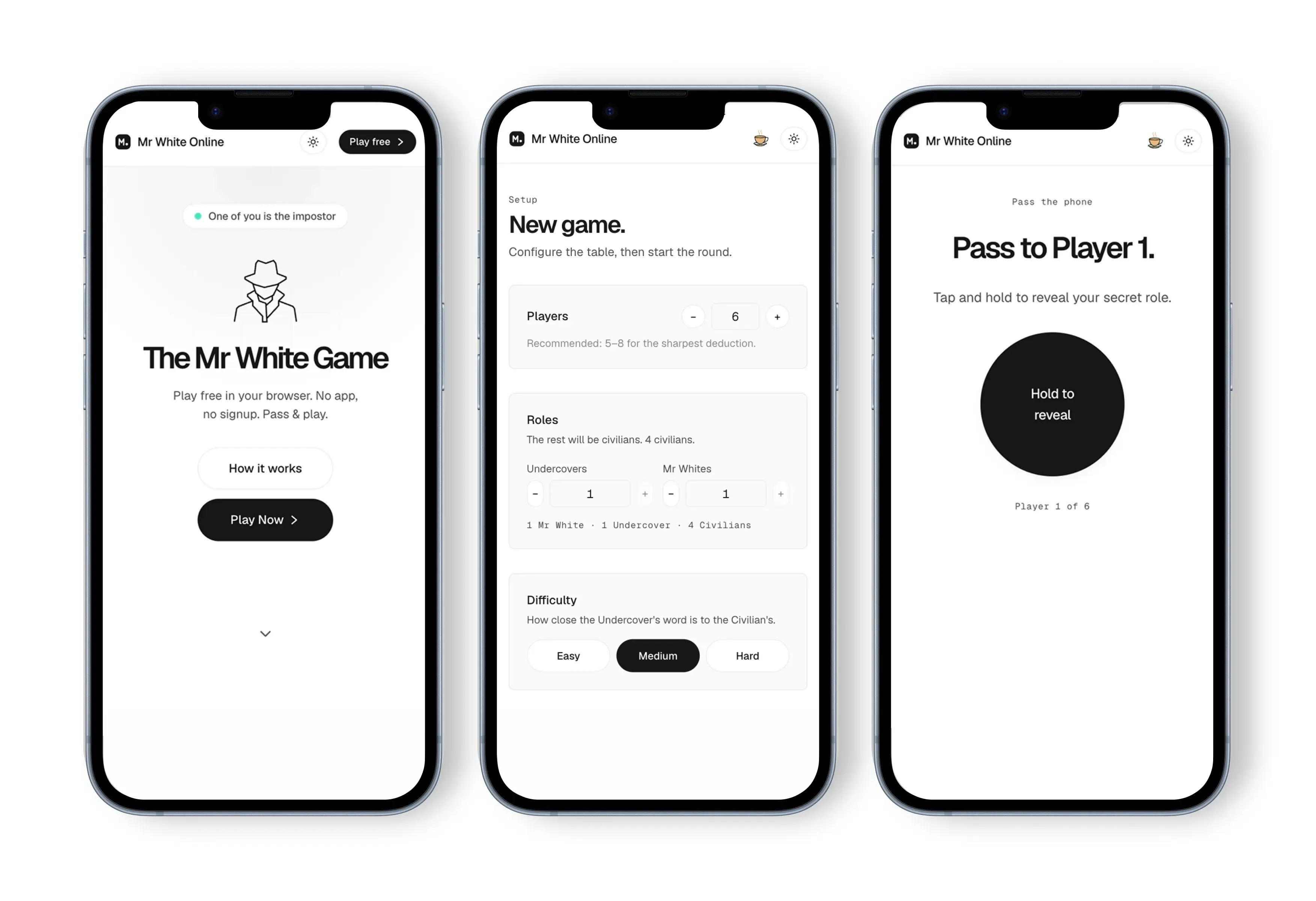 Mr White Online gameplay on a smartphone