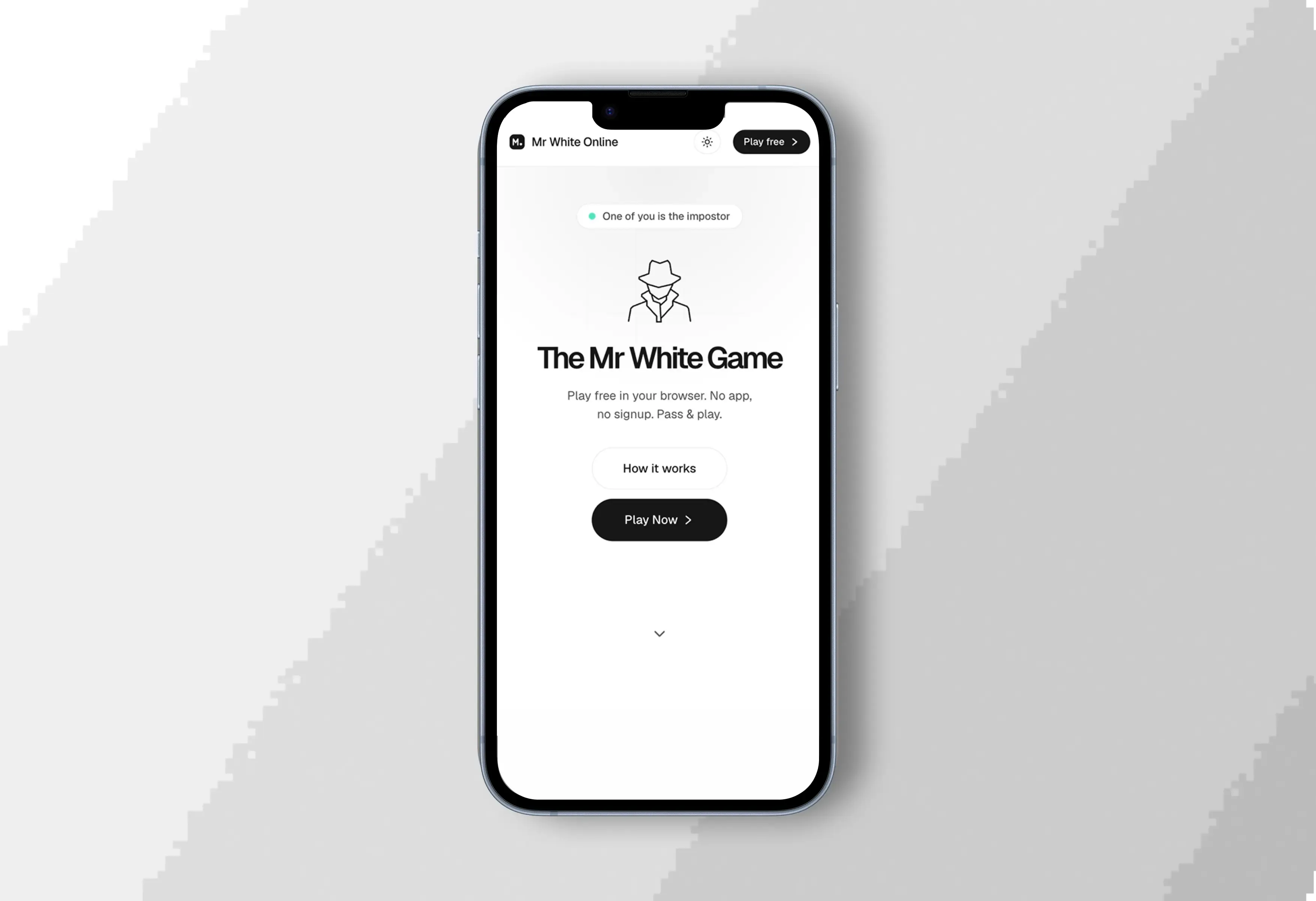 Mr White Online start game screen on mobile